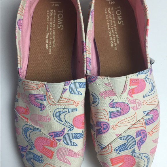 Toms Coral Multi Birds Women’s Size 7 - Picture 5 of 8